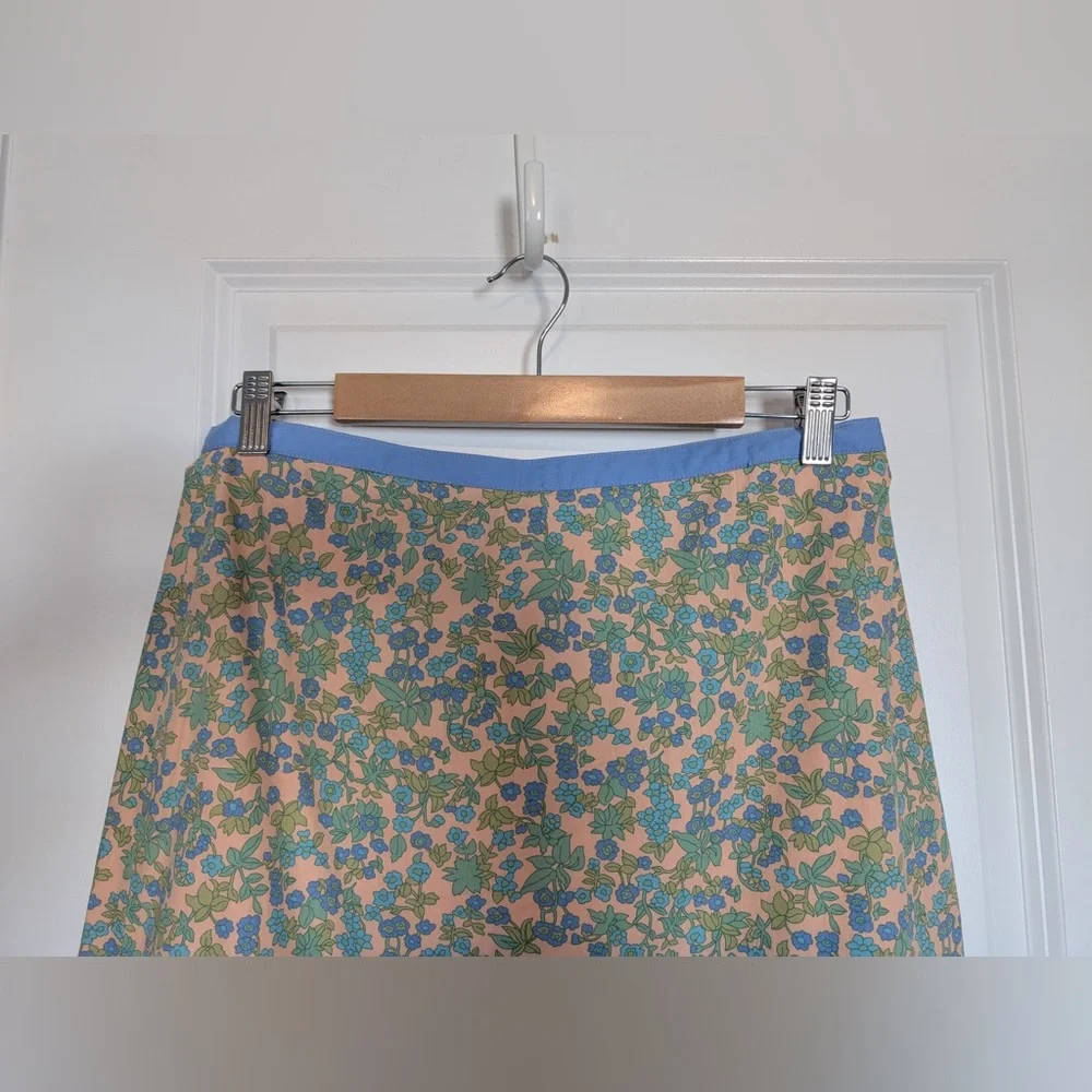 Boden Women’s Vintage Cotton Ditsy Floral Skirt Peach Blue Green Size 8